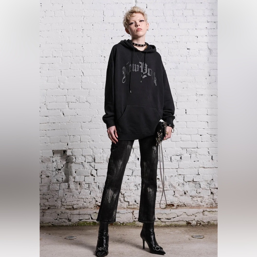 R13 Boy Straight- Silvered Black Stretch Sz 27 - Picture 2 of 9